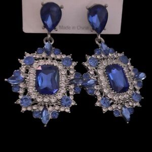 Blue and Silver Crystal Earrings